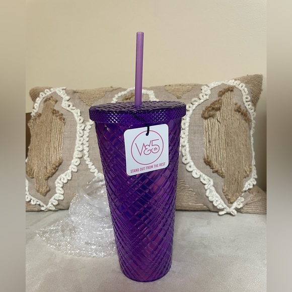 Purple Diamond Cut Tumbler/Cup - Picture 3 of 6